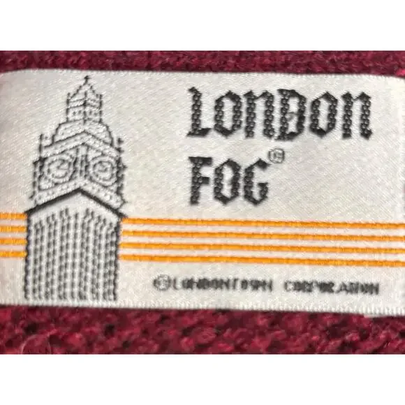 Vintage London Fog Striped Knit Sweater Vest Burgundy Multicolor 90s Grandpa